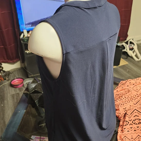 Anne Klein Navy Top with Gold Accents - Picture 3 of 3